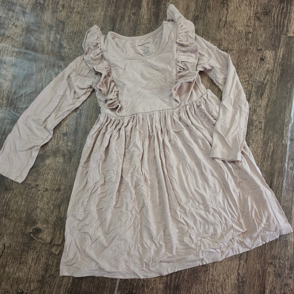 BABYSPROUNTS Ruffle Dress Kids 5T Blush Pink Long Sleeve Bamboo Viscose